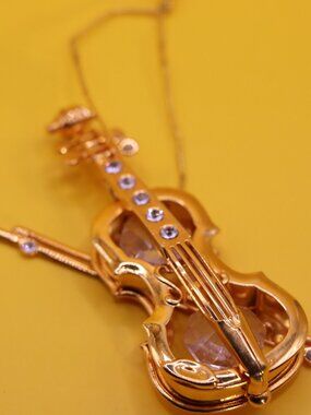 3" Matashi Crystal Studded Violin and Bow Sun Catcher